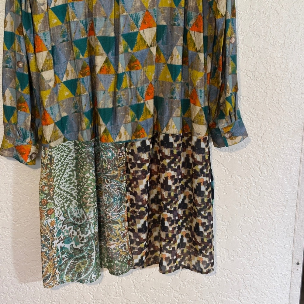 John Mark Patchwork Geometric Floral Print Long S… - image 8